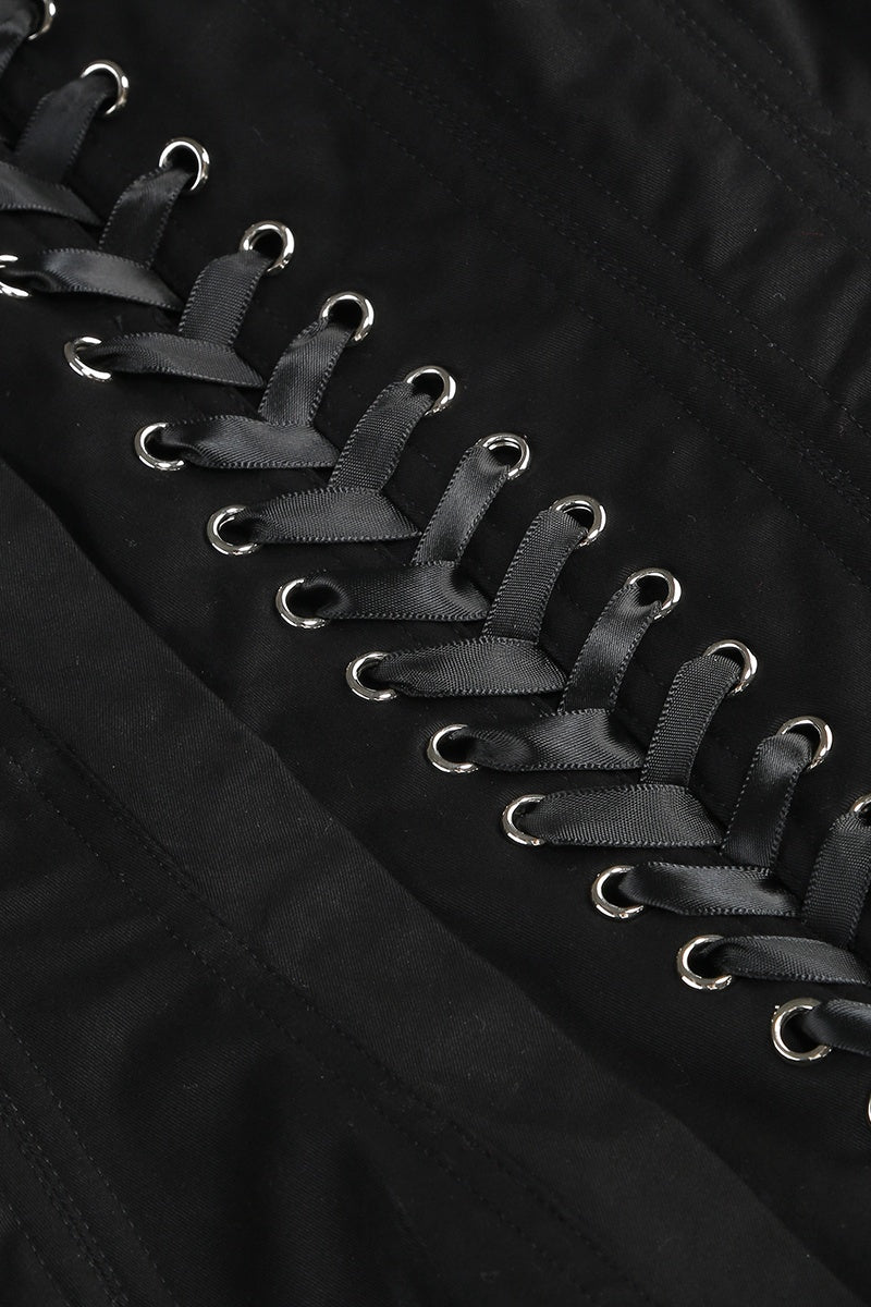 Nuala Floral Lace Up Two Piece Set - Black