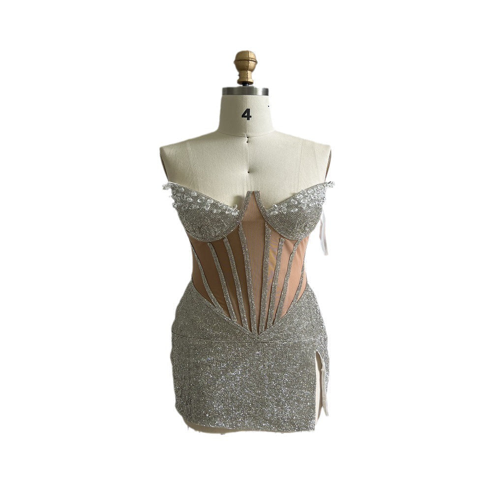 Top Sequined Heavy Industry Luxury Short Hip Nightclub Cocktail Dress