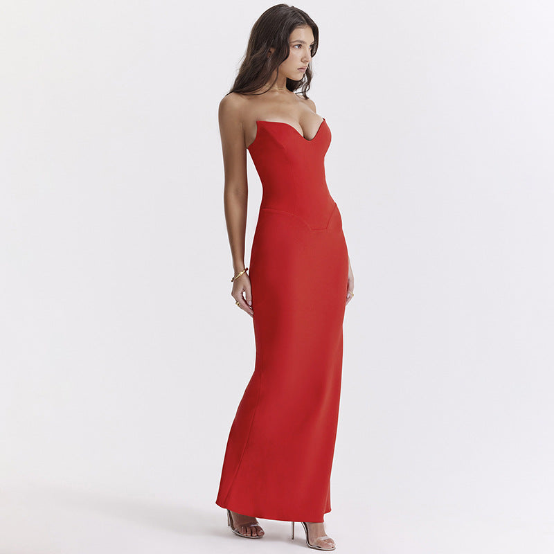 Elegant Slim Fit Boning Corset Tube Top Fishtail Dress