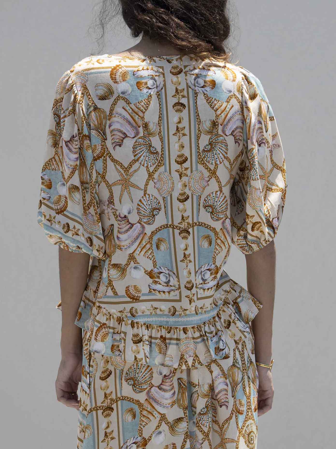 Exquisite Ocean Treasures Print Loose Shirt