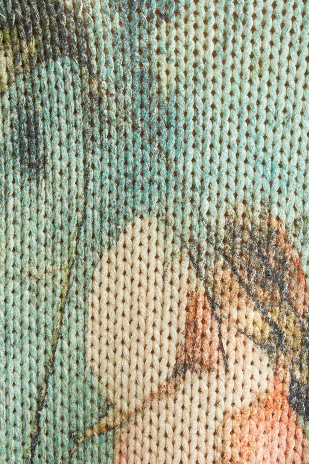 Omria Floral Print Distressed Sweater - Green