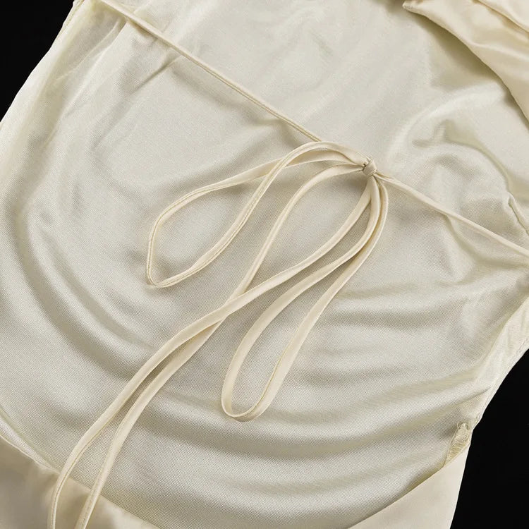 Elegant Backless Lace-Up Satin Party Mini Dress