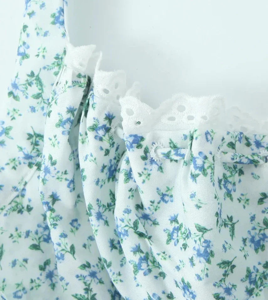 Floral Bow Halter Neck Lacing Up Midi Dress