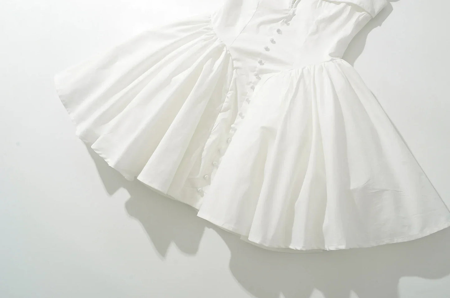 White Slit V Collar Short Sleeve Corset Style Mini Dress