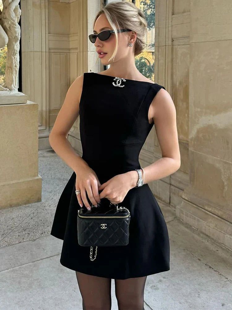 Sleeveless High Waist Backless Mini Dresses