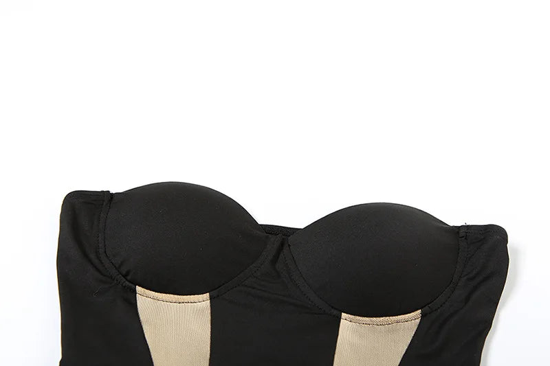 Mesh Splicing Corset Long Dress