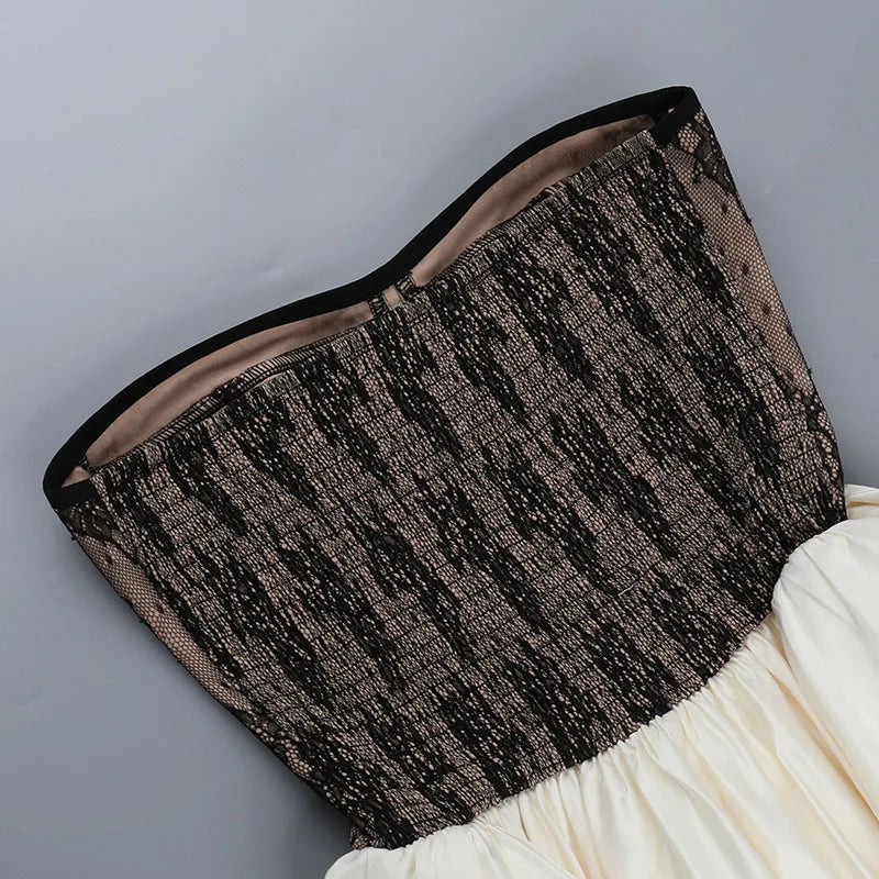 Patchwork Lace Black Backless Dress