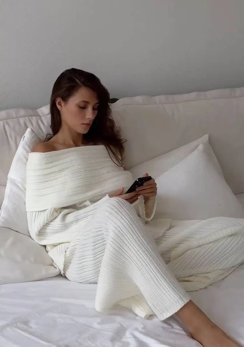 One-Shoulder Rib-knit Sweater Mini Dress