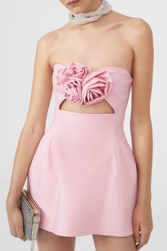 Sara Rose Strapless Cutout Mini Dress - Pink