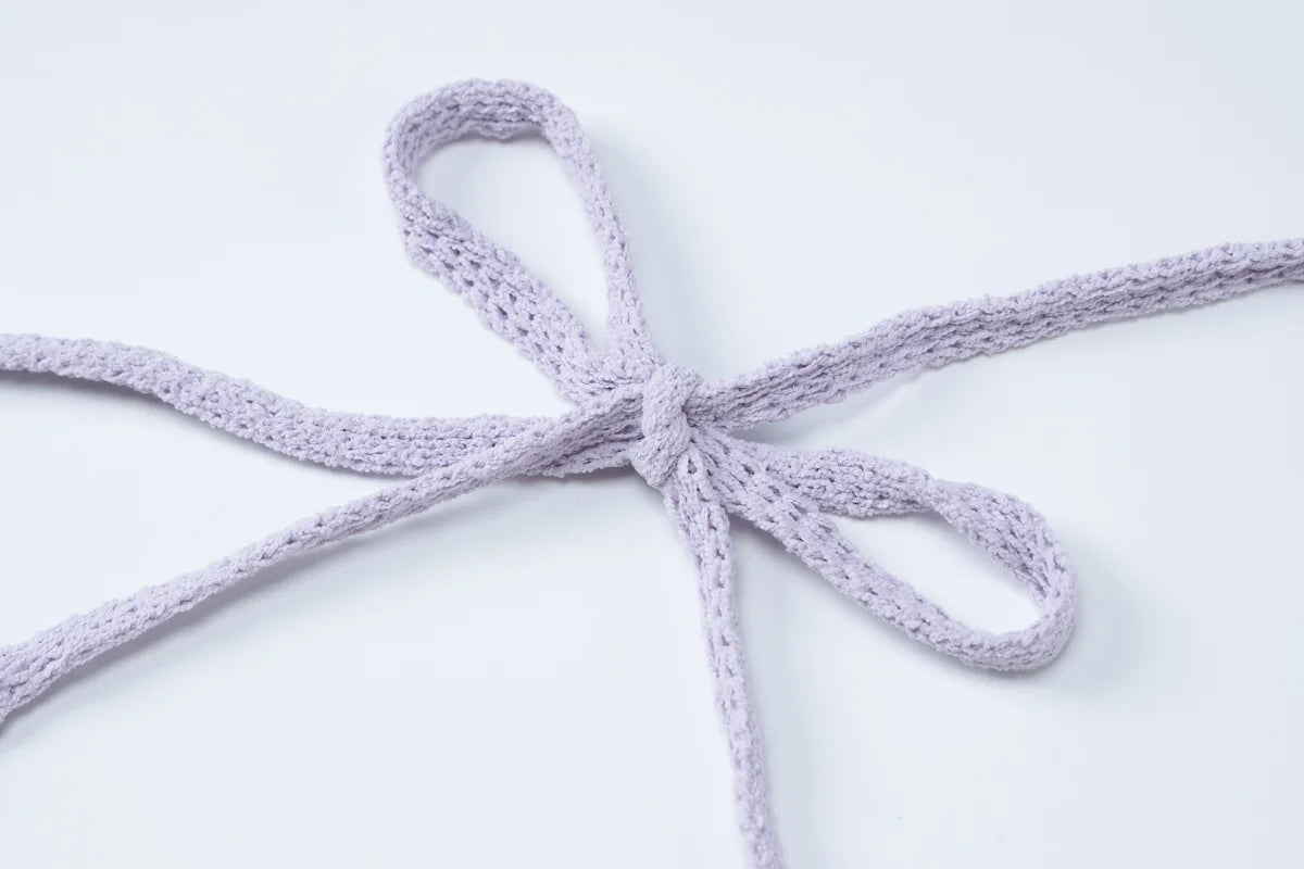 Floral Knit Hollow Out Lace-Up Maxi Dress