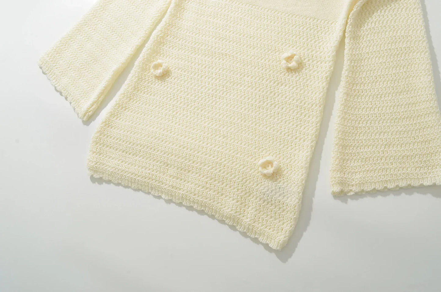 3D Flower Hand Crotch Full Flare Sleeve Sweater Dress