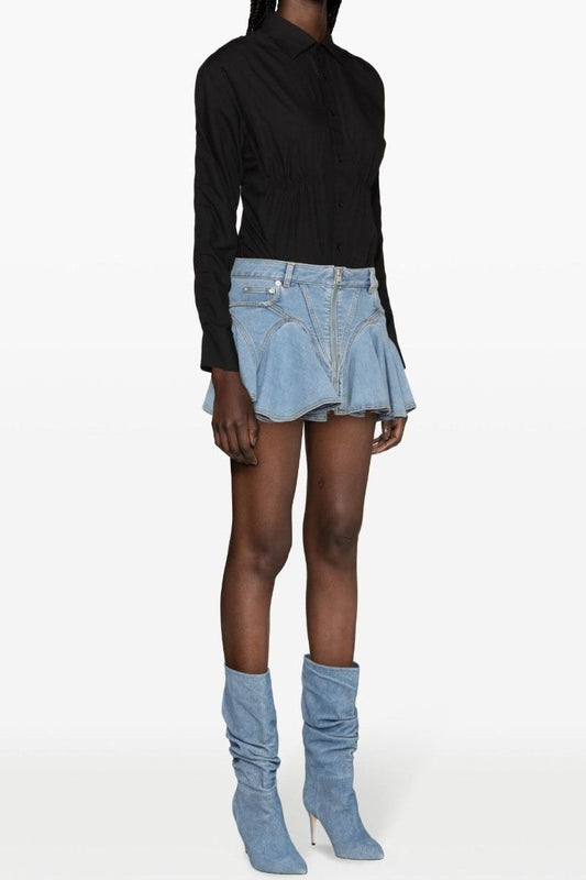 Vera Ruffle Denim Mini Skirt