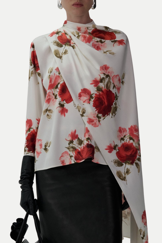 Yelena Floral Print Scarf Blouse