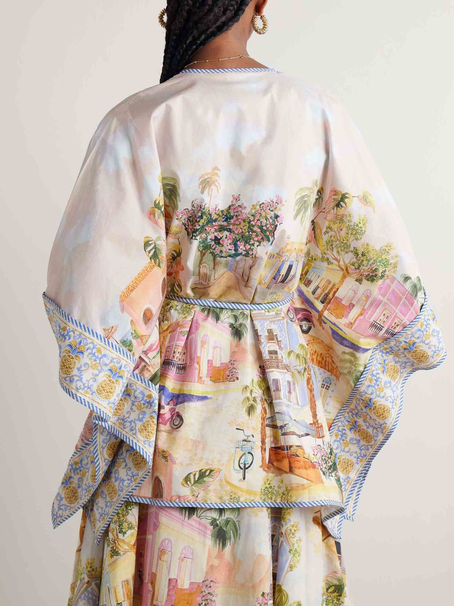 Unique City Illustration Print Long Waist Shirt