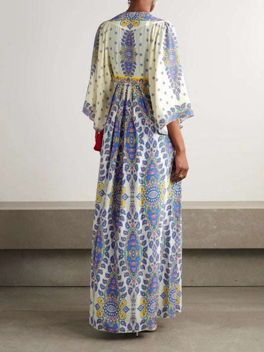 Casual Loose Printed V-Neck Maxi Dress