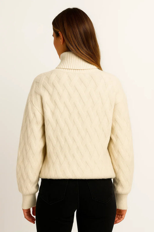 Maison Wool Blend Turtleneck Sweater | Textured Knit Design
