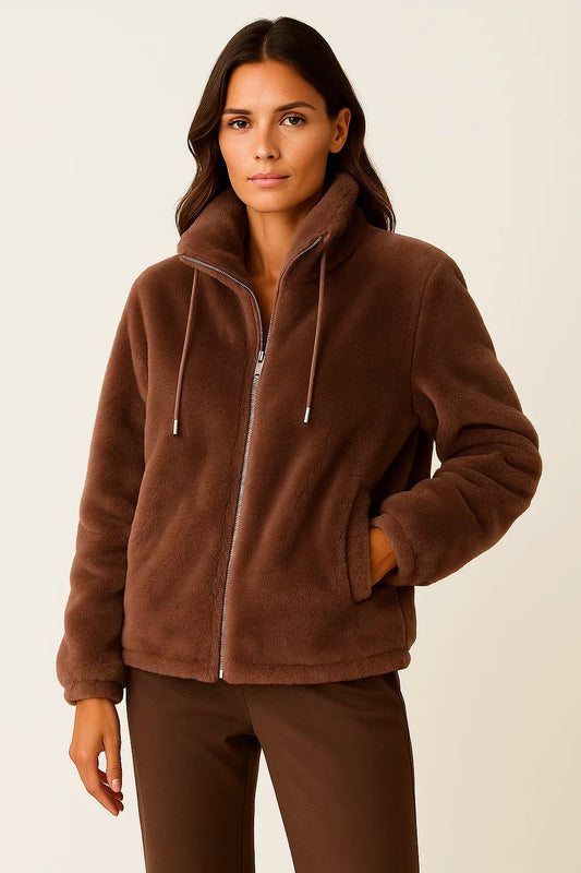Teddy Fleece Zip Jacket | Stand Collar | MONTAVIEL Maison