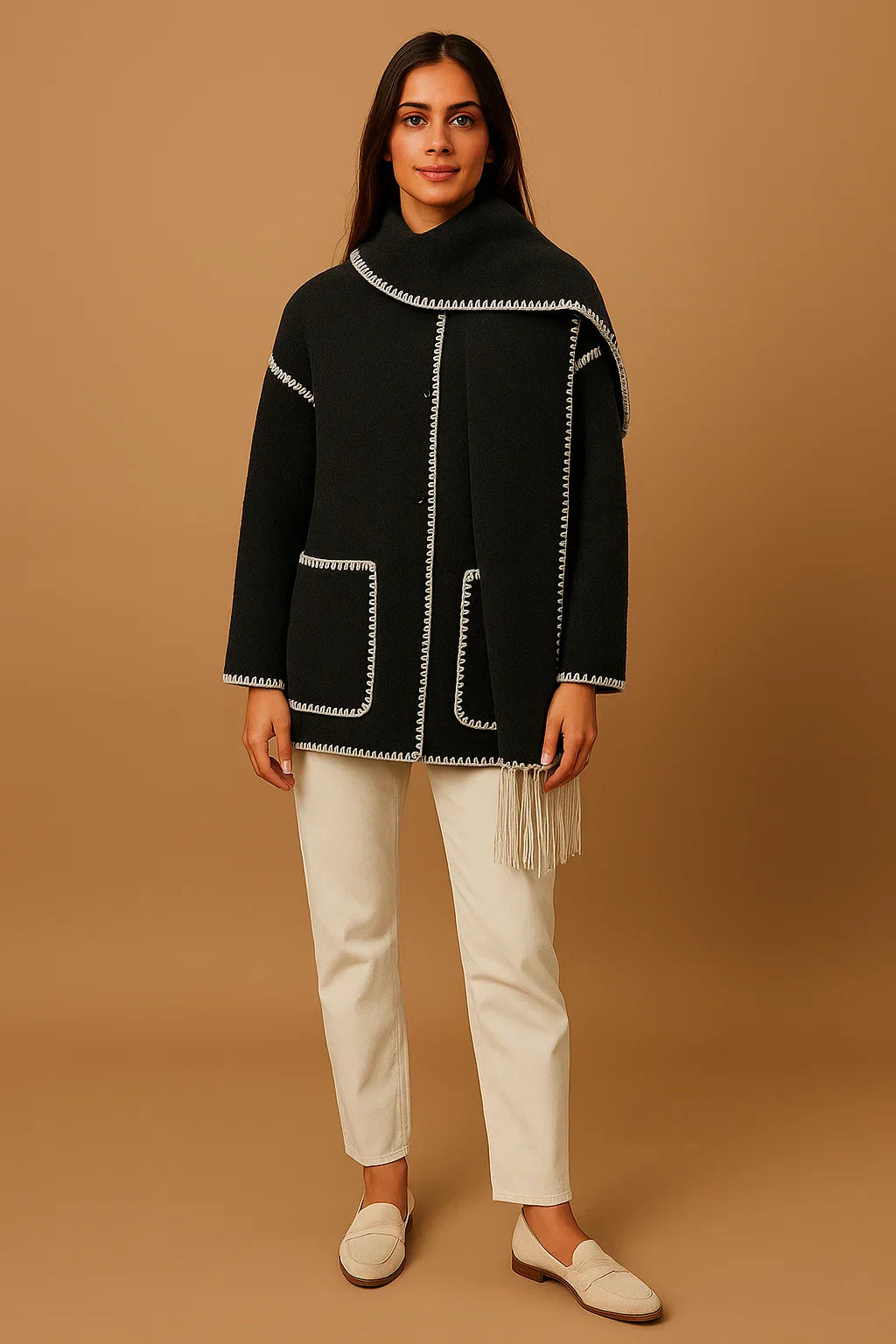 Maison Fringe Detail Coat | Relaxed Fit