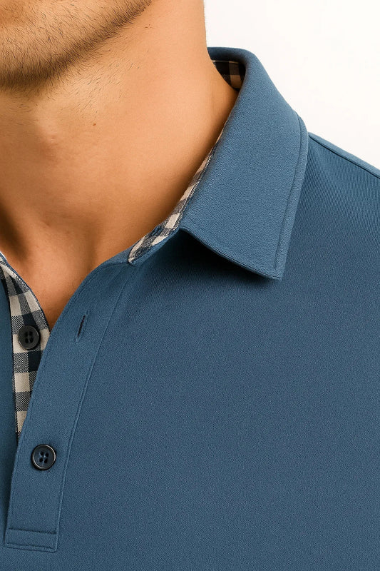 Men's Long Sleeve Polo Shirt | Knit Texture | Classic Regular Fit