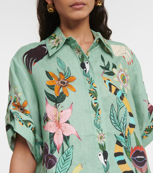 Green Printed Short Slevees Shirt and Shorts Set