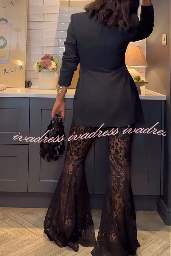 Ready for Tonight V-neck Button Up Long Sleeve Waisted Blazer