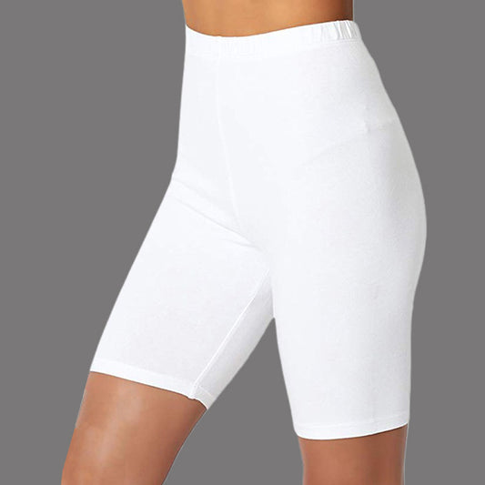 Daily Solid Elastic High Waist Stretch Biker Shorts