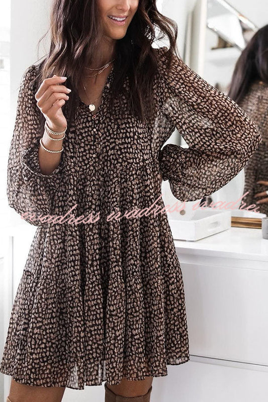 Vestido mini babydoll con estampado de leopardo Dreamy Days