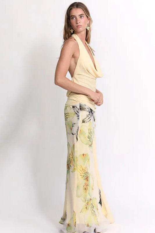 Butter Yellow Piece Maxi Skirt Set