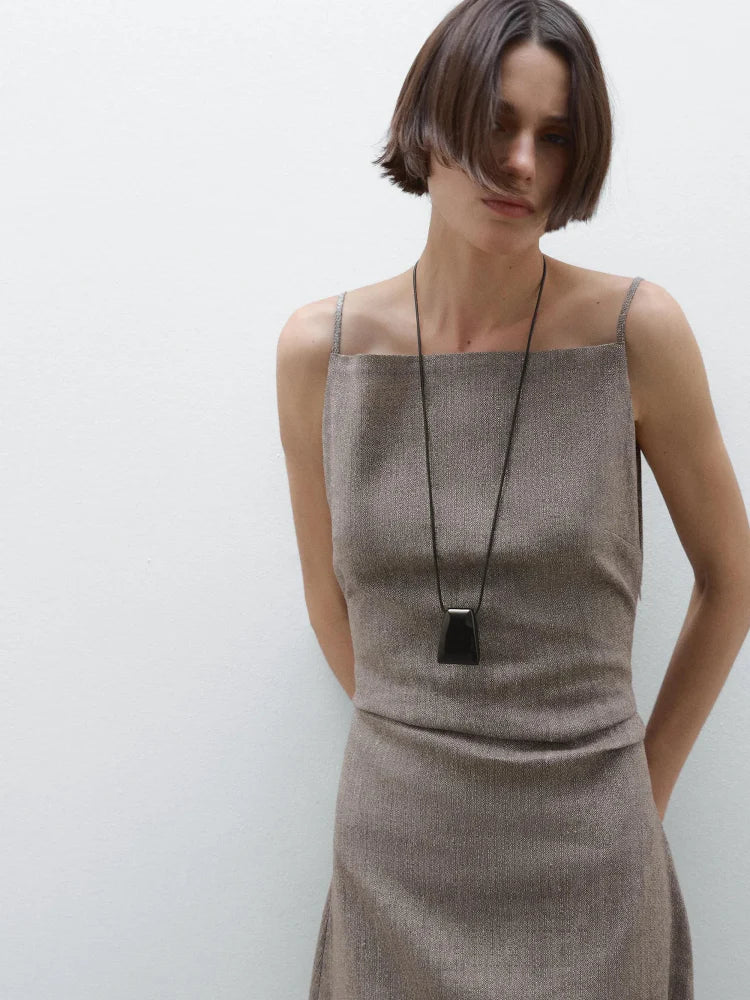 Linen-Blend Flowing Maxi Dress