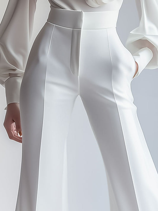 Elegant White High-Waisted Trousers