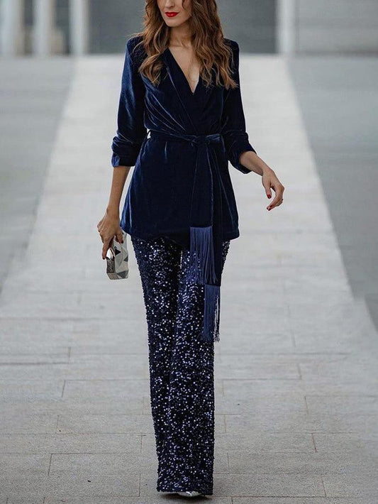 Elegant Fringe Casual Lapel Tie Jacket