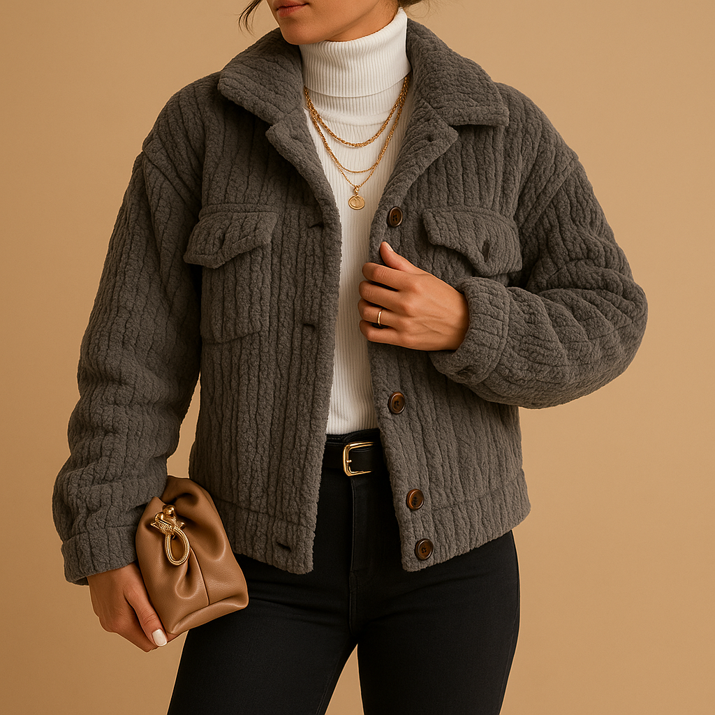 Maison Plush Short Jacket | Textured Soft Finish