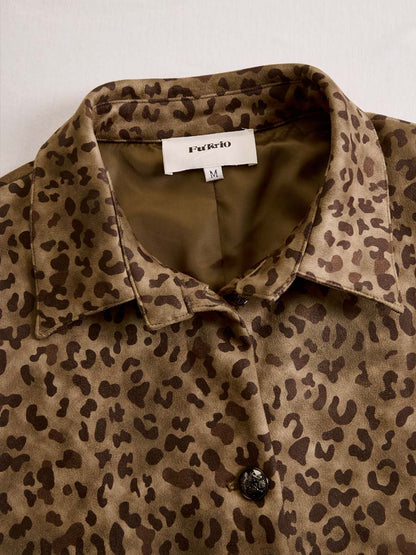 Vintage Leopard Print Eco-suede Jacket