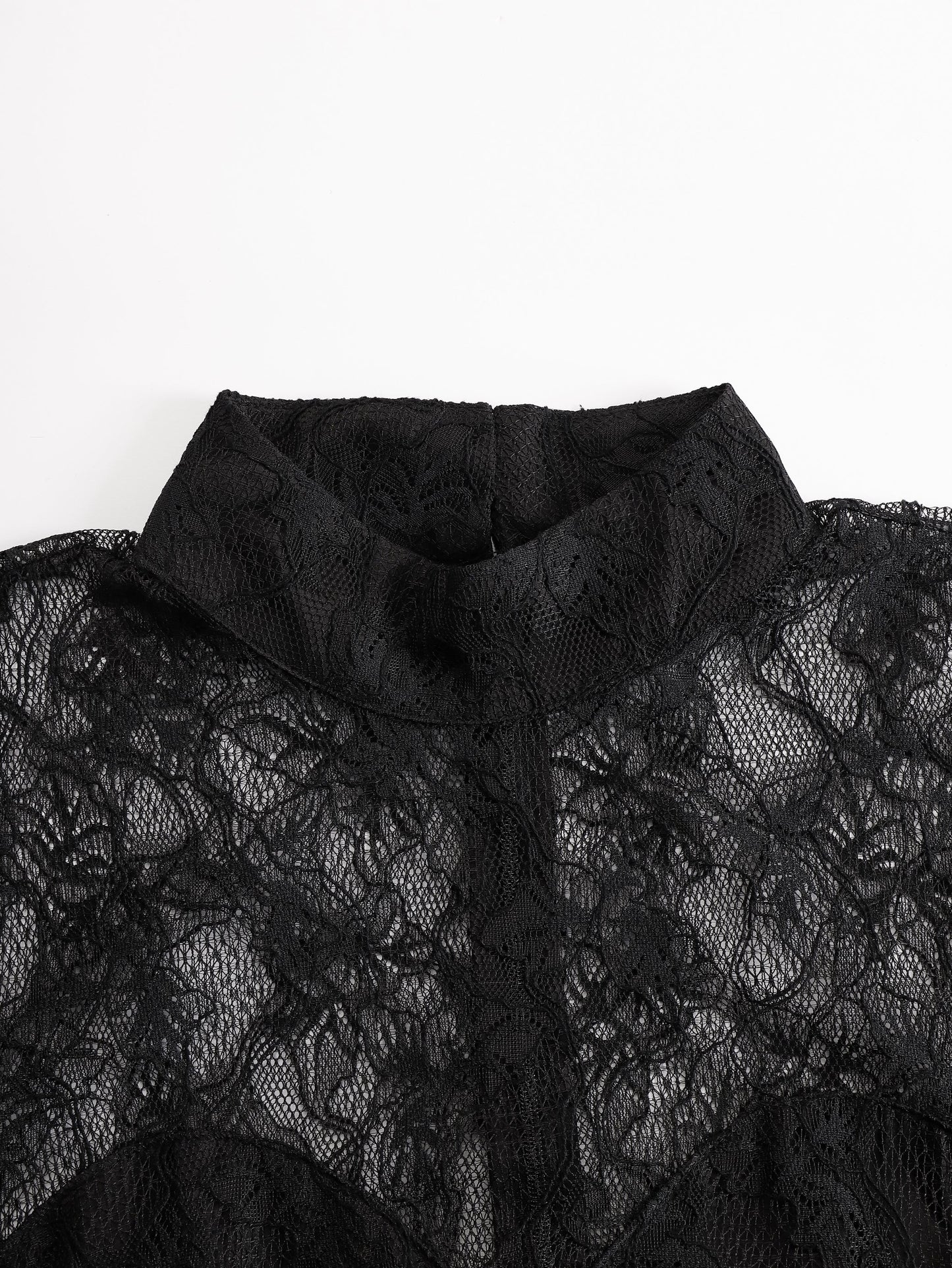 Black Lace Illusion Bodice Wide-Leg Evening Jumpsuit