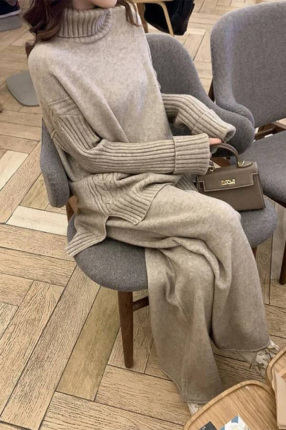 Turtleneck Size Split Sweater Suits