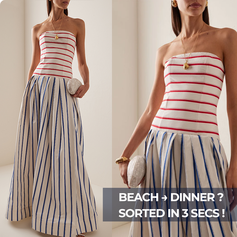 Bandeau Striped Print Sling Maxi Dress