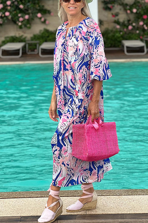 Vestido suelto con mangas tipo capullo