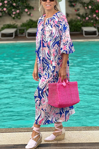 Vestido suelto con mangas tipo capullo