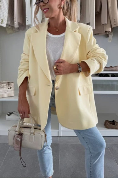 Solid Color Casual Lapel Long Sleeve Oversized Blazer