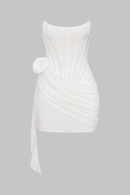 3D Floral Ruffle Corset Mini Dress