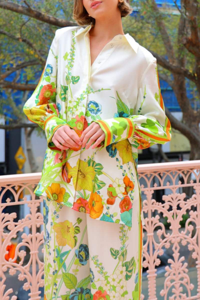 Tailored Silhouette Floral Print Pants Set