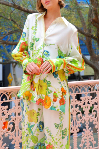Tailored Silhouette Floral Print Pants Set