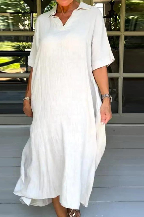 Vestido midi elegante, liso y de media manga 