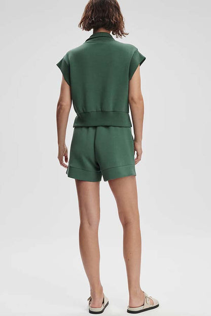 Buttery Touch Half-Zip Short Sleeve Sweatshirt and Elastic Waist Pocket Casual Shorts Set