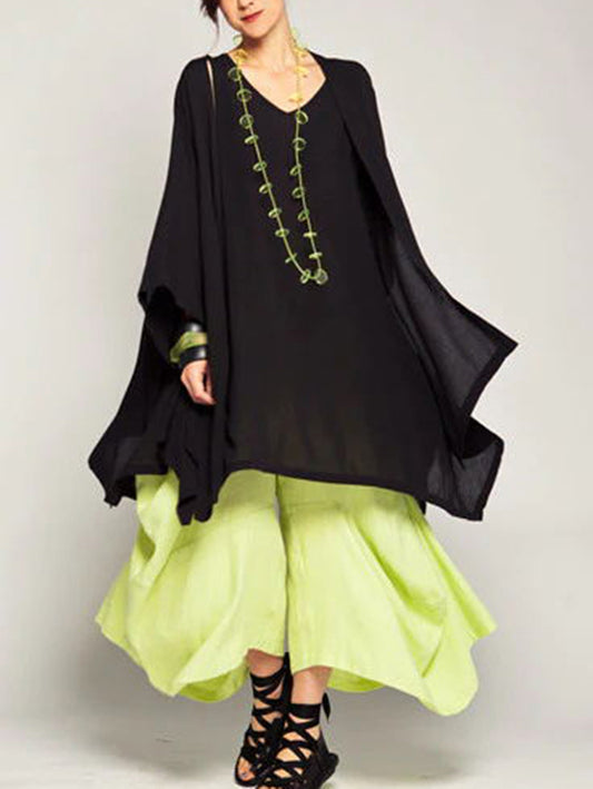 Casual V Neck Long Sleeve Tank Top & Cardigan 2Pcs Set