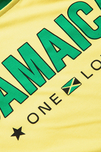 Jamaica "One Love" Yellow Graphic Crop Top