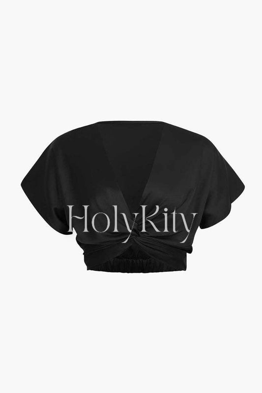 Twist Front Short Sleeve Blouse