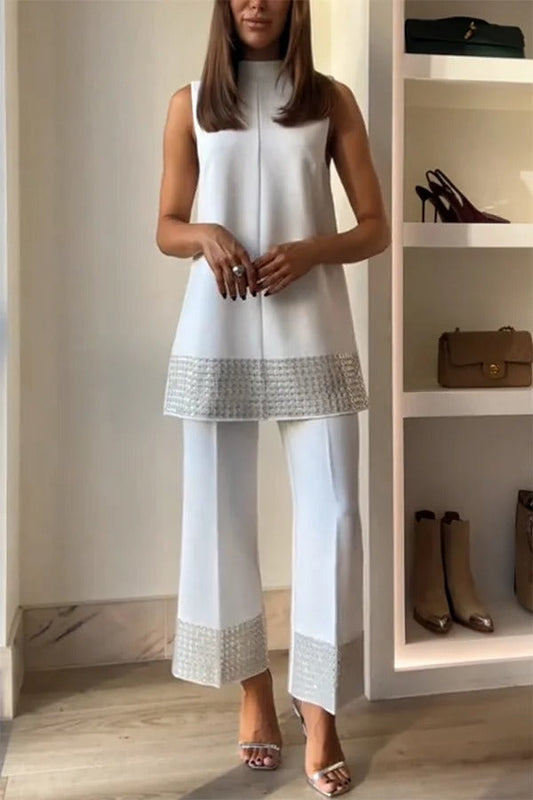 Pantalones cortos holgados con cintura elástica y ribete de lentejuelas en la espalda, sencillos pero no sencillos