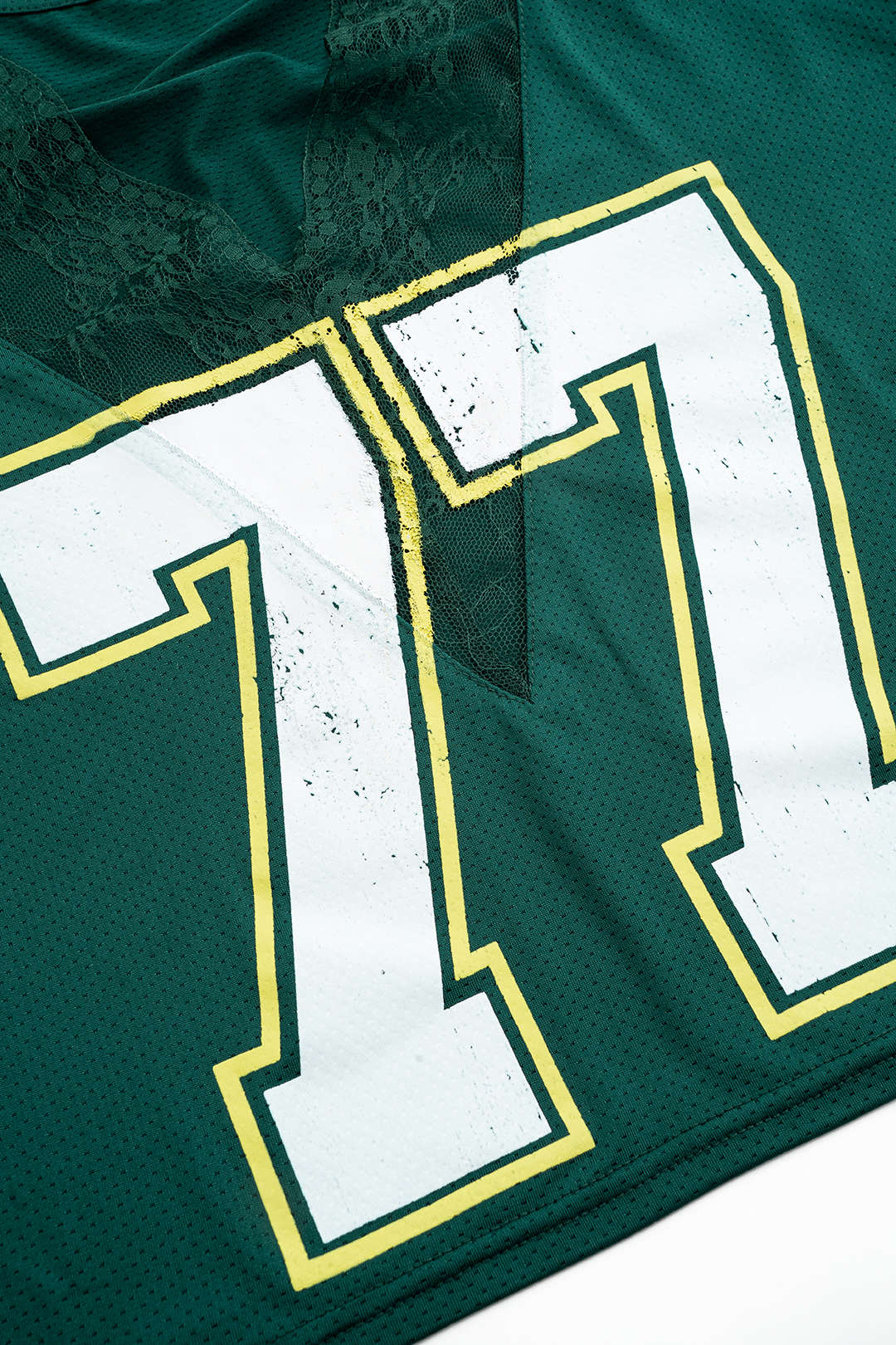 Stripe Letter Print Lace Trim Patchwork Short Sleeve T-Shirt