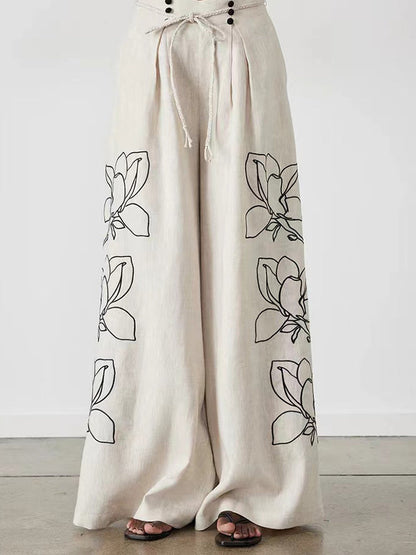 Casual Linen Floral Suit